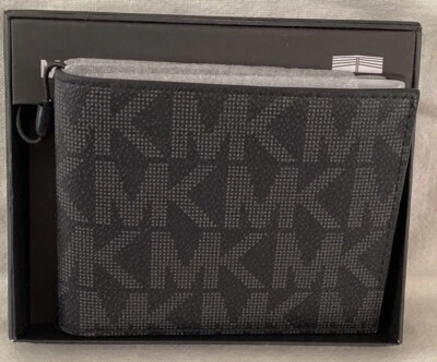 NWT Michael Kors Jet Set Men's Slim Billfold Black Leather Wallet $98 - Image 1 of 4