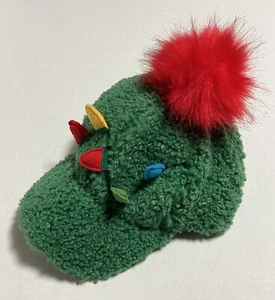 Holiday Time Christmas Sherpa Novelty Baseball Cap Green w Felt Lights Pom Pom - Picture 1 of 8