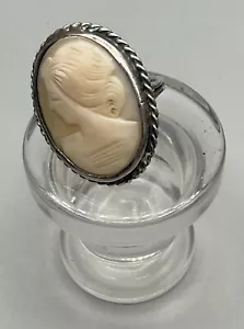 ANTIGUO ANILLO CAMAFEO TALLADO PLATA ESTERLINA 800 7,25 - Imagen 1 de 8