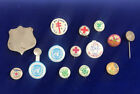 Lot of 14 Vintage-100 Year Old Pin-back & Tab Collection Red Cross, 4-H, FECMU++