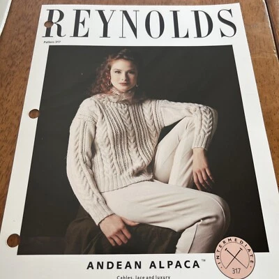 Patrones Reynolds Alpaca Andina # 317 Cable & Lattice Pull ☼ Instrucciones Suéter Foto 1 de 3