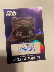 2016 Topps Star Wars Evolution Warwick Davis as Wicket Autographs Purple #24/25 - Picture 1 of 2