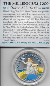 Millennium 2000 Commemorative Coin, Republic of Liberia, 1 OZ .999 FS, Box & COA - Picture 1 of 2