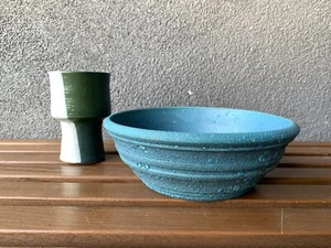 2 HAL FROMHOLD STUDIO Bowl VASE POTTERY CERAMIC MID CENTURY CALIFORNIA MODERN - Picture 1 of 6
