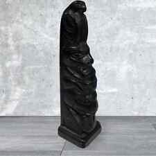 Native Totem Pole 6” Statue Eagle Bear-Frog Whale Carve Sculpture Black