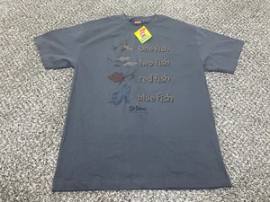 Vintage Dr. Seuss 2K T-Shirt One Two Red Blue Fish Mens Large Gray Short Sleeve - Picture 1 of 9