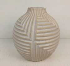 Ashland Vase Pottery Textured Cream Beige Round 