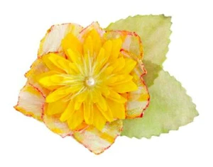 Handmade Fabric Flower Yellow Hair Clip, Hand Sewn Girl’s Floral Hair Accessory - Picture 1 of 4
