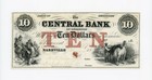 1800's $10 The Central Bank - Nashville, Tennessee Note