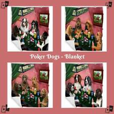 Home of Dogs Cats Playing Poker Pet Photo Fleece Blanket Bedroom DÃ©cor