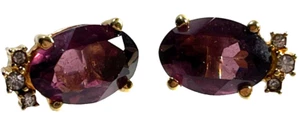 Vintage Christian Dior Purple Clear Rhinestones Clip Earrings Signed - Picture 1 of 6