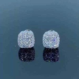 3CT Round Cut Lab Created Diamond Men's Stud Earrings 14K White Gold Finish - Picture 1 of 3