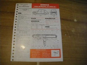 FICHE TECHNIQUE SIMCA 1100 SPECIAL et Ti - Picture 1 of 1