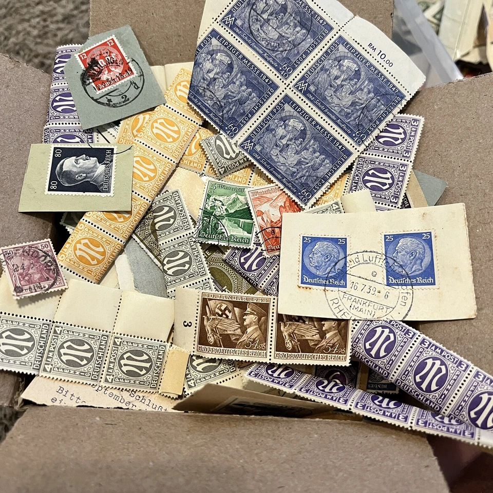 GERMANY BOX LOT OF STAMPS FANCY CANCELS, MINT STRIPS, HITLER, HYPERINFLATION #1 - Image 1 of 4