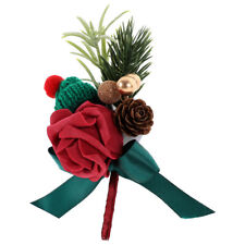  Christmas Theme Bride Bridegroom Boutonniere Simulated Flowers Corsage for