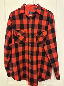Vintage Sears  Men's Buffalo Plaid Long Sleeve Button Up Shirt Size M- X Tall 15 - Picture 1 of 5