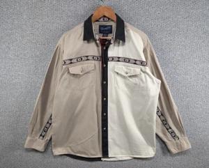 Wrangler Vintage 80's Men's Colourblock Western Denim Snap Button Shirt L XL - Picture 1 of 12