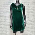 Vintage 60s Emerald Green Velvet Mod GoGo Mini Dress Oversized Collar Rhinestone