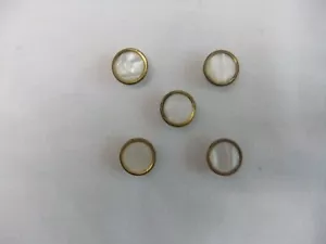 VINTAGE BUTTONS MOTHER OF PEARL & BRASS MATCHING x 5 DIAMETER 15mm - Picture 1 of 4