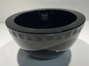 Sasaki Ward Bennett Black 24% Lead Crystal Etched Geometic Shapes 6 " Bowl Japan - Picture 1 of 5