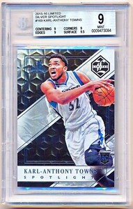 2015-16 Limited Karl-Anthony Towns Silver Spotlight Rc #169 (01/49) BGS 9