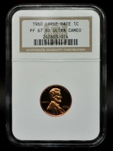 1960 Large Date NGC PF67RD Ultra Cameo Lincoln Cent [011DUD] - Picture 1 of 5