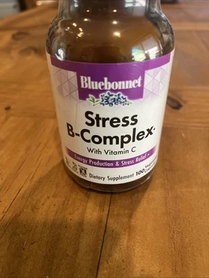 Cápsulas vegetales complejo B Bluebonnet Stress, 100 unidades Foto 1 de 3