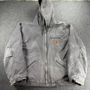 Carhartt J140 Men's 2XL Gray Duck Canvas Hooded Work Jacket Distressed - Picture 1 of 9