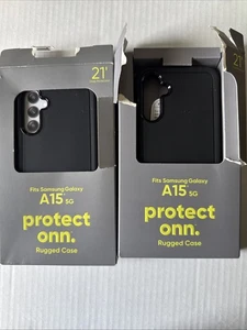 TWO PACK! ONN Rugged Case For Samsung Galaxy A15 5G Black OPEN BOX - Picture 1 of 5