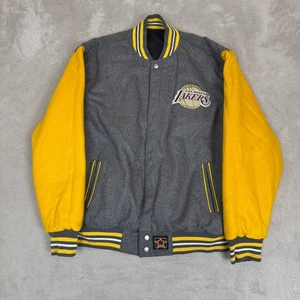 VTG 90s JH Design NBA Los Angeles Lakers Reversible Varsity Jacket Mens L Gray - Picture 1 of 9