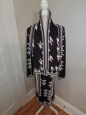 Suéter cárdigan abierto de manga larga para mujer Calvin Klein negro blanco talla pequeña Foto 1 de 4