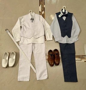 Boys Formal Wear Bundle Size Nautica Size 8 White Size 7 With Shoes! - Picture 1 of 5