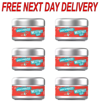 6 x WELLA SHOCKWAVES Messy Matt Clay (75ml)