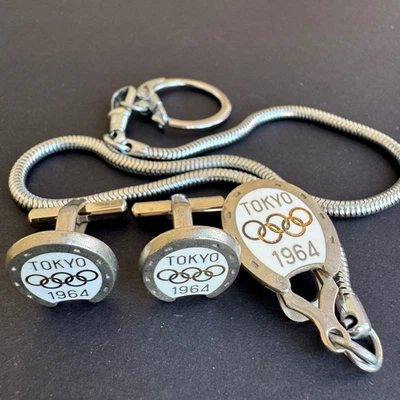 Juego de gemelos y llaveros de plata pura de los Juegos Olímpicos de Tokio 1964 con caja original Japón Foto 1 de 4