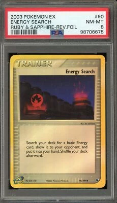 Pokemon Energy Search EX Ruby & Sapphire Reverse Holo #90 PSA 8 - Image 1 of 2