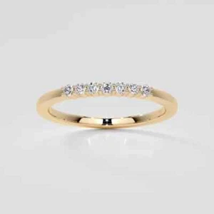 1Ct Round Lab Created Moissanite Wedding Band Ring 14K Yellow Gold Plated - Picture 1 of 12