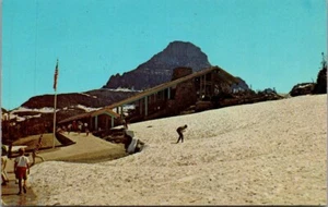 Touristen im Schnee LOGAN PASS GIPFEL Gletscher Nationalpark MONTANA Postkarte - Bild 1 von 2