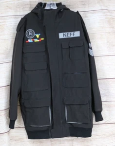 NEFF Custom Threads Mens Size Large Full Zip Sarge Coat with Hood Pockets Patch - Picture 1 of 13