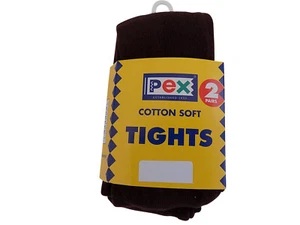 Pex Cotton Soft Sunset 2 Pair's Girl's Tights Colour Brown - Picture 1 of 1