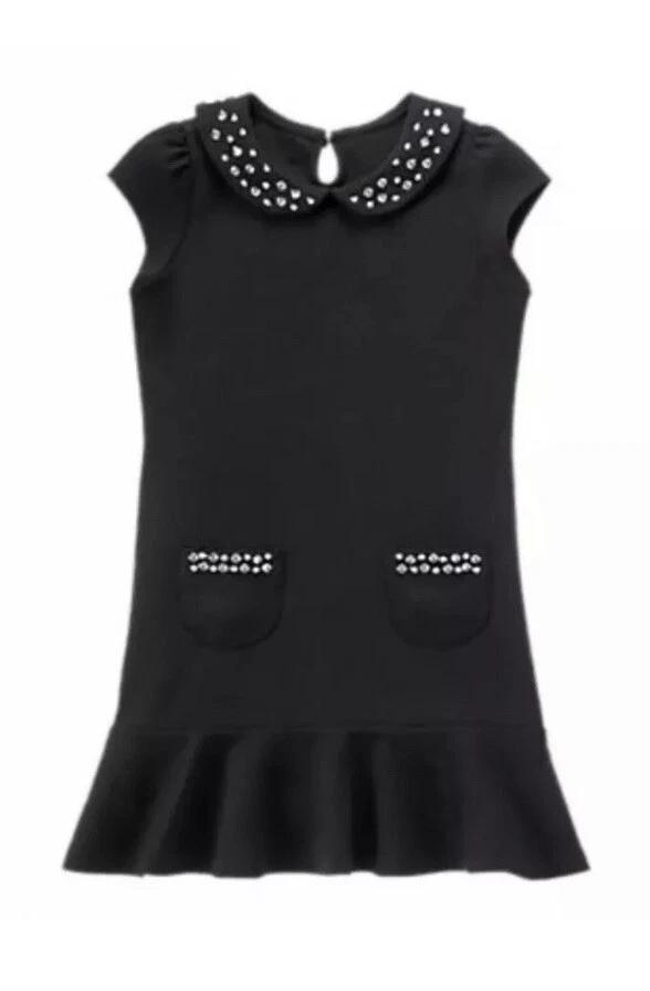 GYMBOREE Girls Olivia Pig Black Rhinestone Short Sleeve Dress Size 5 - Image 1 of 3