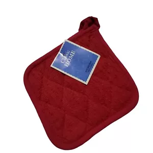 NOS Coppia Porta Pentole Centrino 7" Quadrato Hot Pad Trivet Rosso Classico Casa - Foto 1 di 7