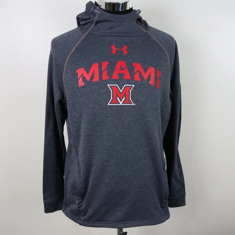Miami RedHawks Hoodie Sweatshirt Mens Medium Under Armour ColdGear Gray Cover