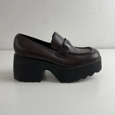 Mocasines de plataforma gruesa vintage de los 90 Y2K 9 & Co 7,5 marrón imitación cuero grunge Foto 1 de 4