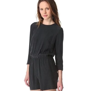 Club Monaco Black Silk 3/4 Sleeve Silk Romper Size 00P - Picture 1 of 2