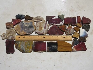 1475 ASSORTED SLABS. MOSTLY AGATE & JASPER. EX CLOSED OLD TIME ROCK SHOP. 2# - Picture 1 of 3