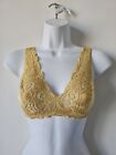 HANRO Trend Yellow Gold All Lace Soft Cup Bra XS Made In Switzerland