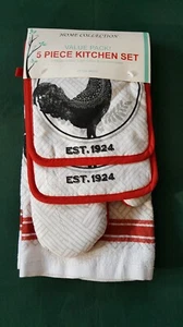 Neu mit Etikett Country Getreide & Futter Hahn 5-teiliges Küchenset Ofenhandschuh, Topflappen, Handtücher - Bild 1 von 6
