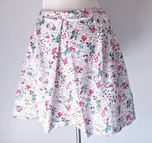 SALE! Gap White Floral Pleated Cotton Stretch Skirt W/ Pockets Size 6 - Picture 1 of 5