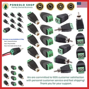 High-Quality RCA to AV Screw Terminal Adaptors: 10 Male + 10 Female Included - Picture 1 of 8