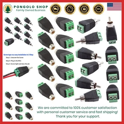 High-Quality RCA to AV Screw Terminal Adaptors: 10 Male + 10 Female Included - Image 1 of 4